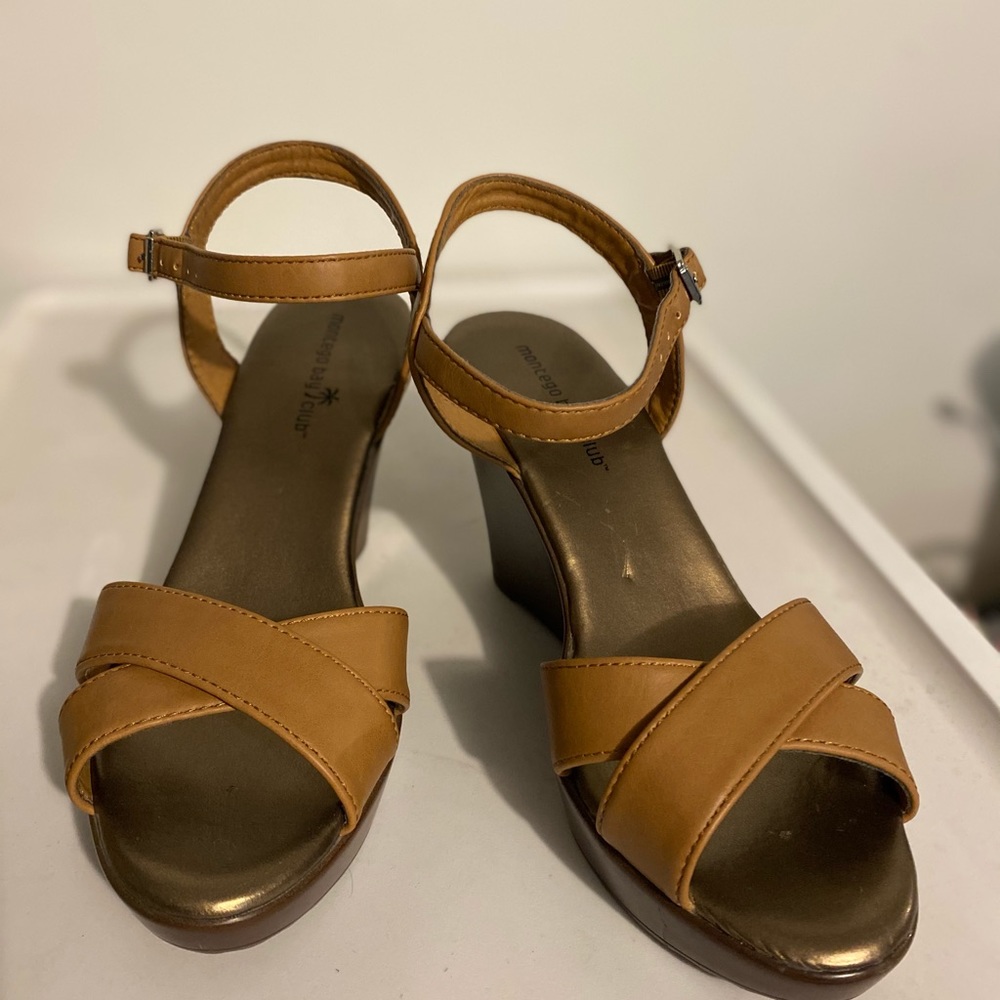 Tan wedge sandals